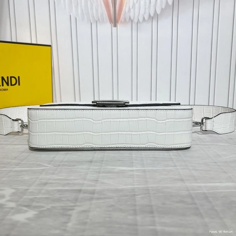 Affordable HOT Leather Baguette White In Medium Fendi Tiffany Crocodile Bag 0719